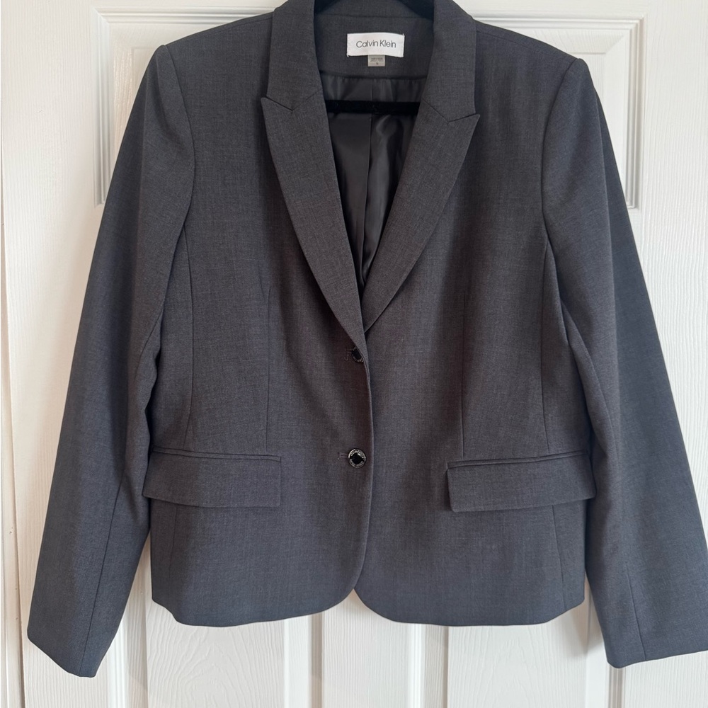 Calvin Klein Women's Charcoal Gray Tailored Blazer Size 16